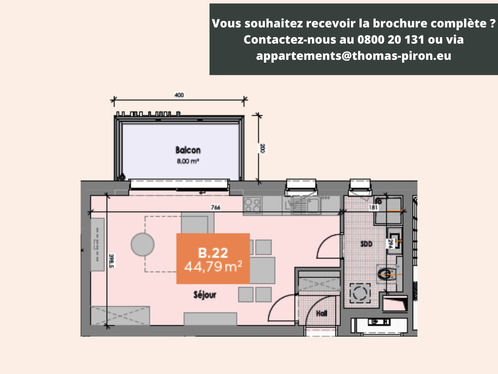 Studio à vendre à Mons 7000 138000.00€  chambres 45.00m² - annonce 110801