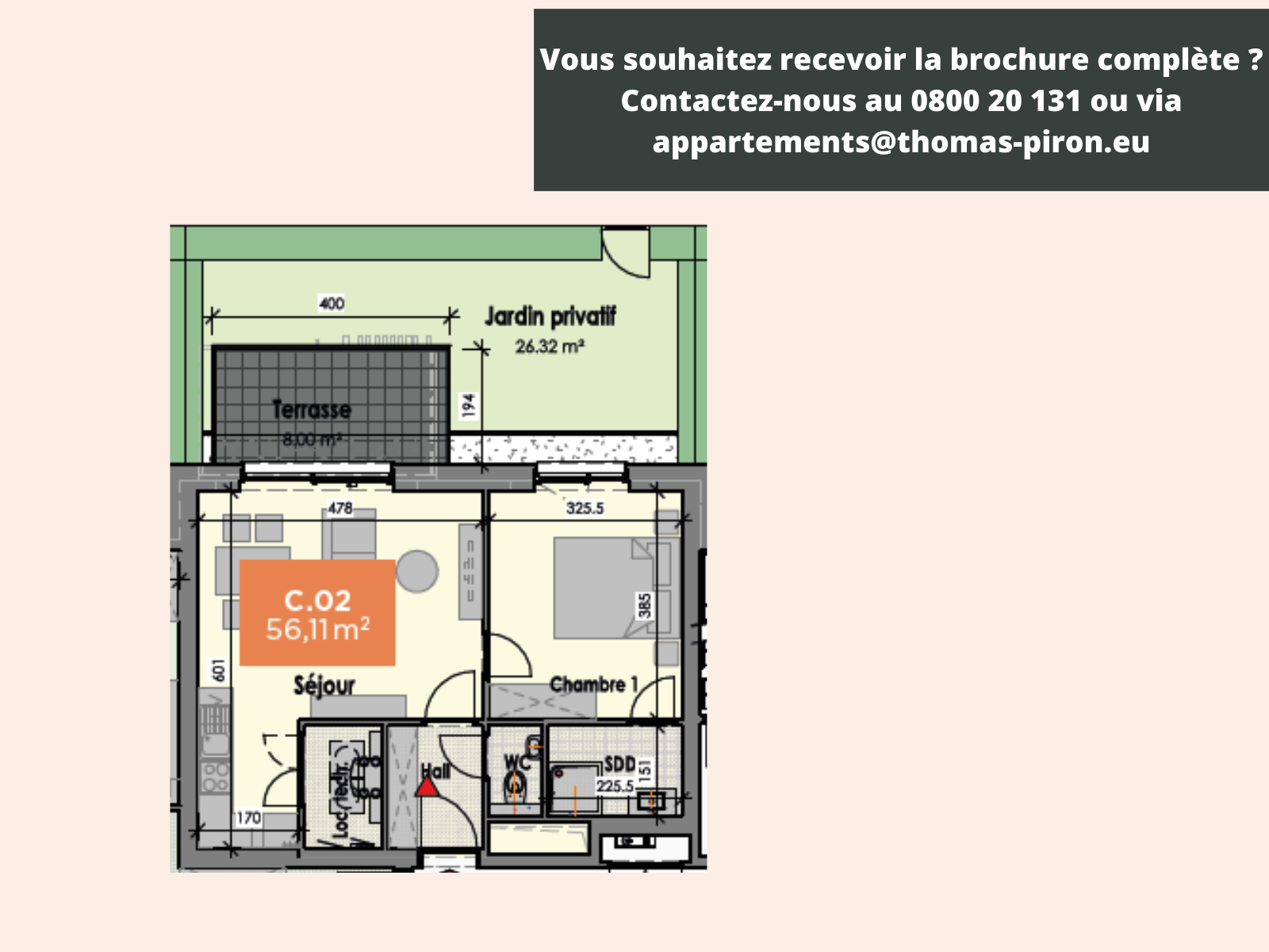 Appartement à vendre à Mons 7000 165000.00€ 1 chambres 56.00m² - annonce 110858
