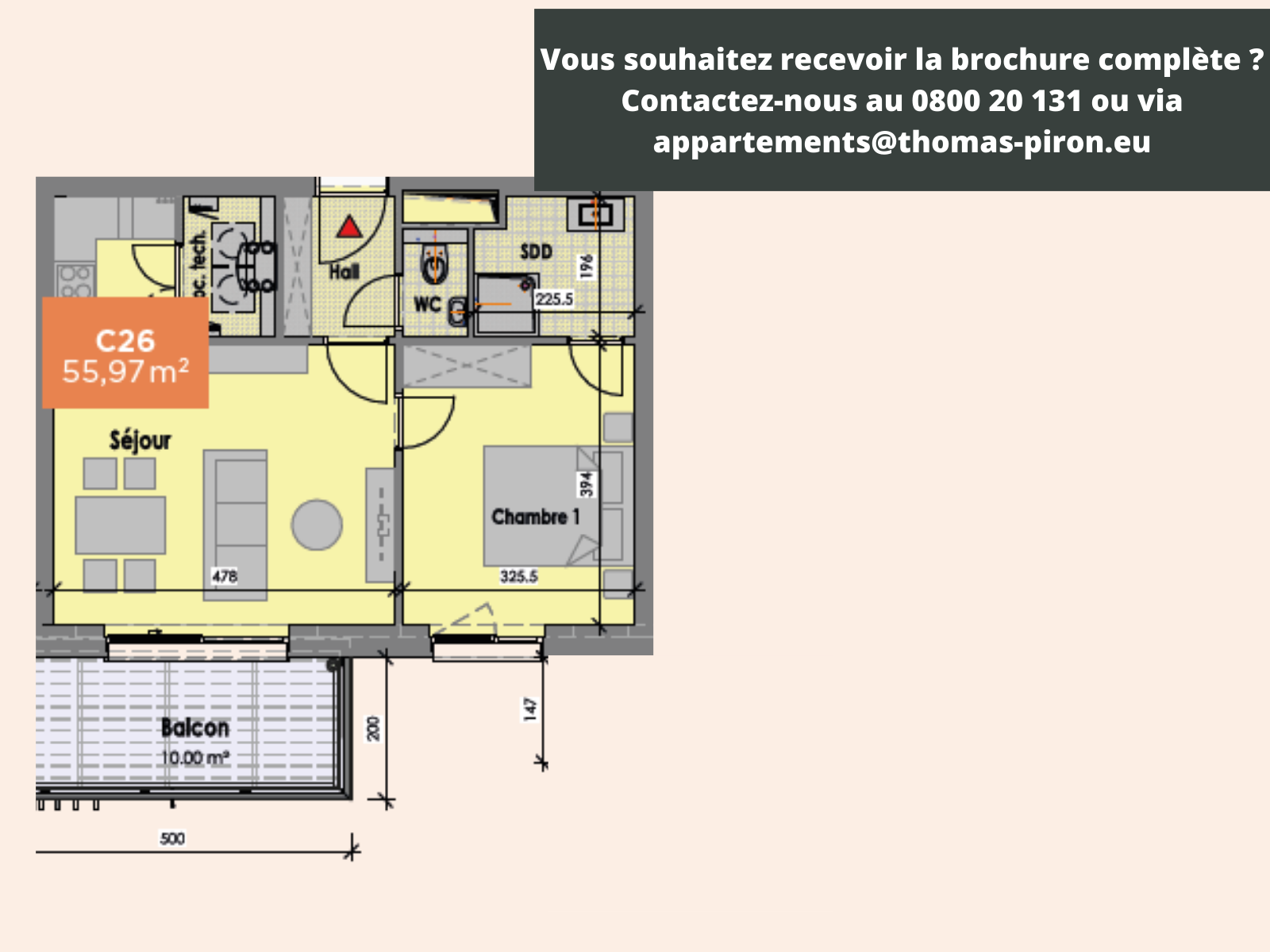 Appartement à vendre à Mons 7000 179000.00€ 1 chambres 56.00m² - annonce 110504