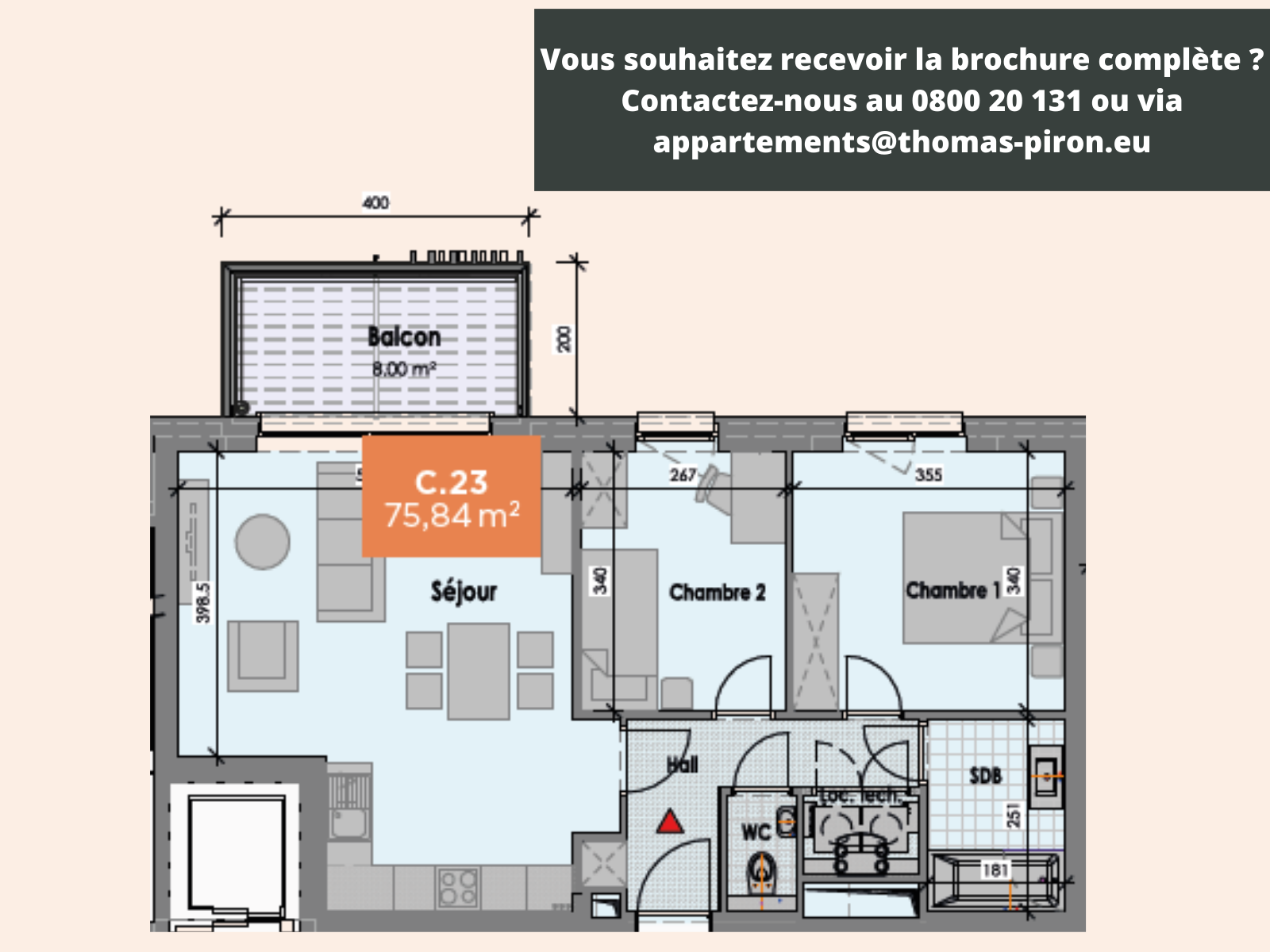 Appartement à vendre à Mons 7000 239000.00€ 2 chambres 76.00m² - annonce 110503