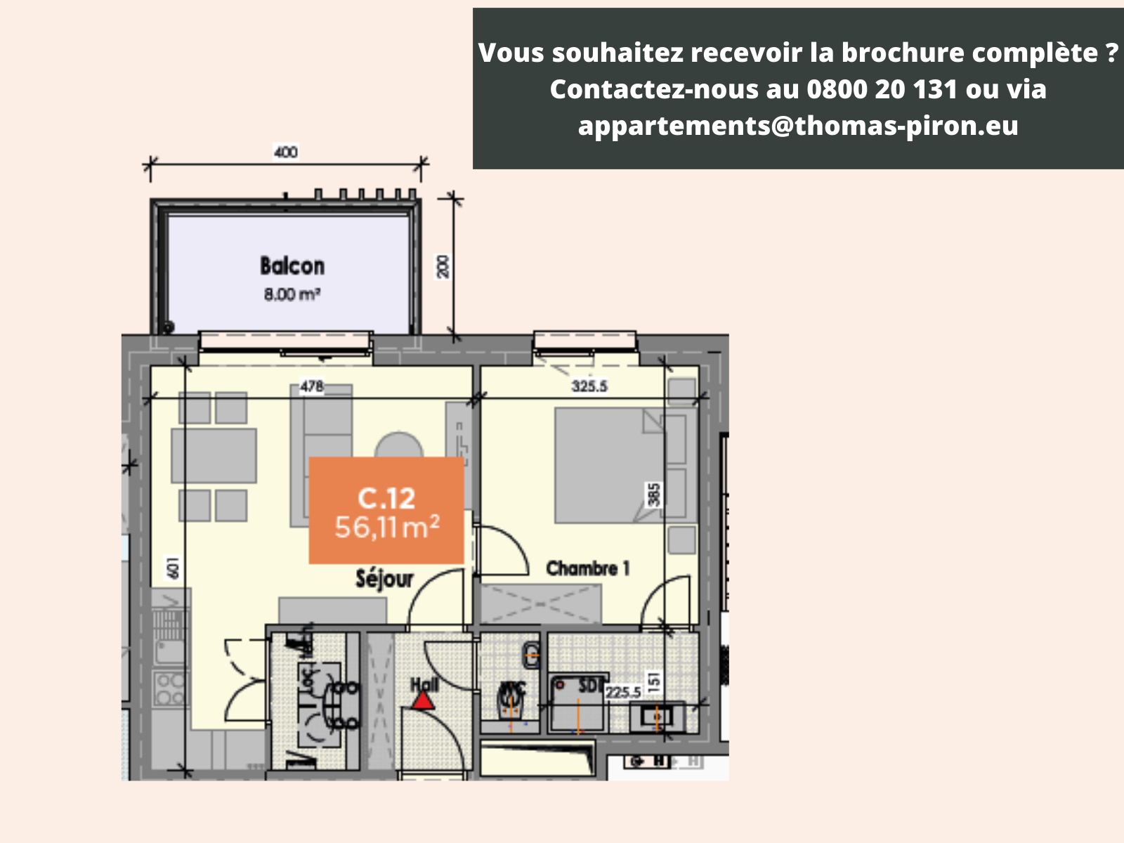 Appartement à vendre à Mons 7000 160000.00€ 1 chambres 56.00m² - annonce 110749