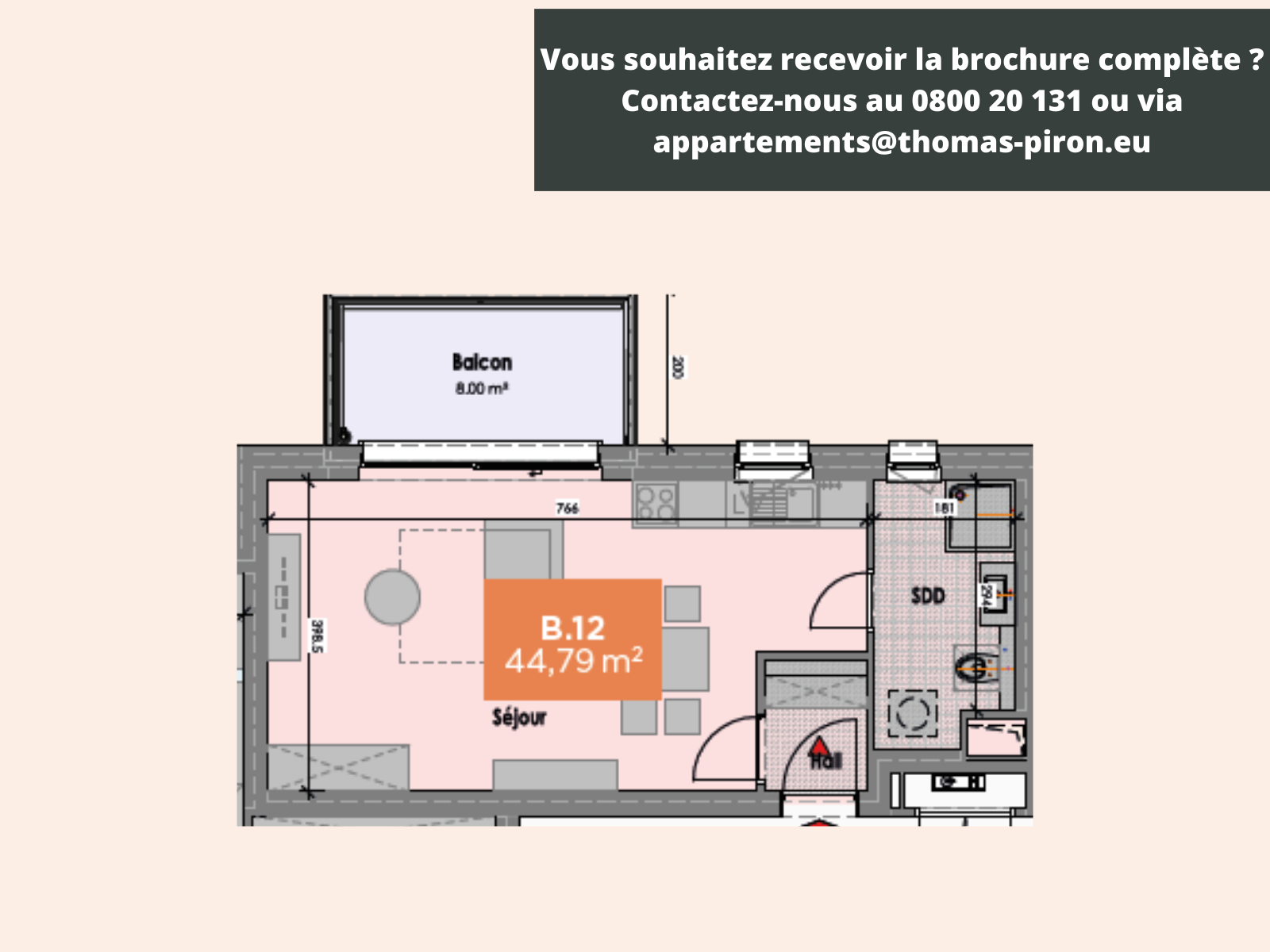 Studio à vendre à Mons 7000 133000.00€  chambres 45.00m² - annonce 110728