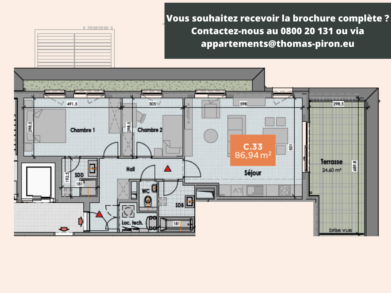 Appartement à vendre à Mons 7000 290000.00€ 2 chambres 87.00m² - annonce 110501